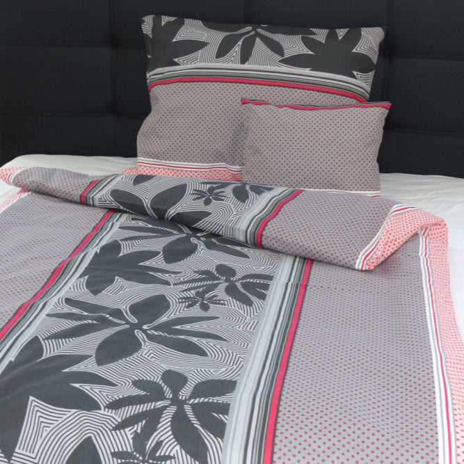 Cotton pillowcase - Grey/peach polka dots