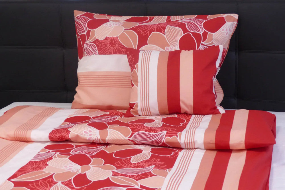 Bettwäscheset Coral Bloom aus Baumwolle – lebendige florale Eleganz