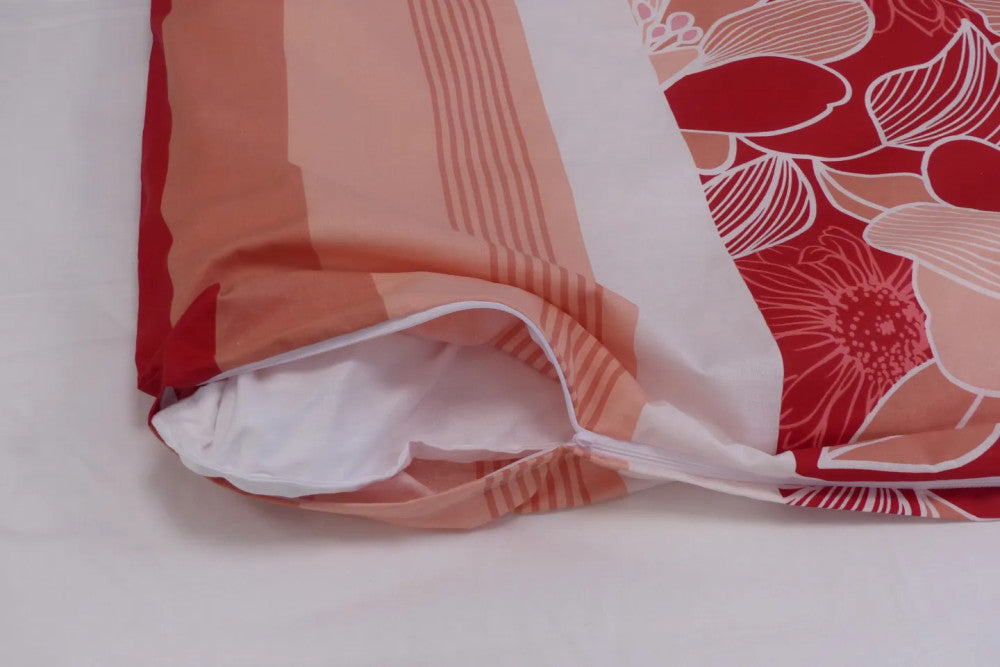 Pamut ágyneműhuzat garnitúra - 3 db-os - Meggypiros/Barack