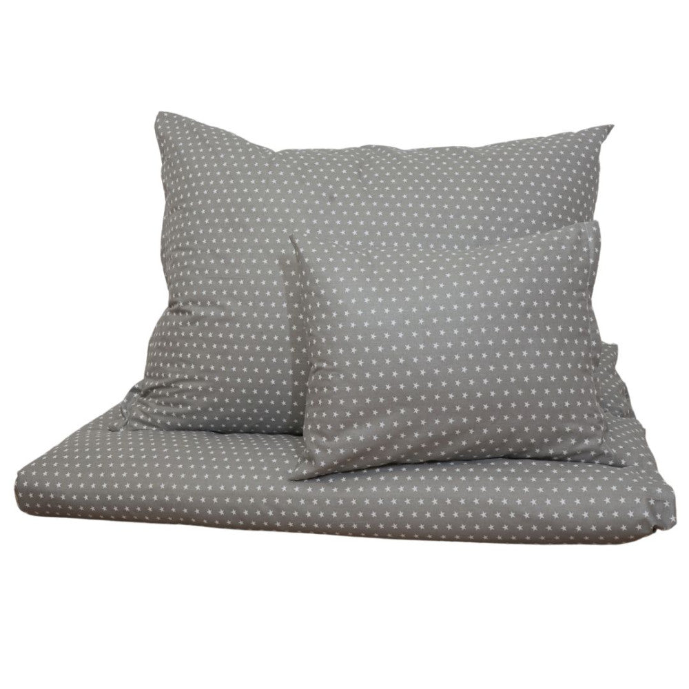 Pamut ágyneműhuzat garnitúra - 3 db-os - Szürke-fehér csillagos