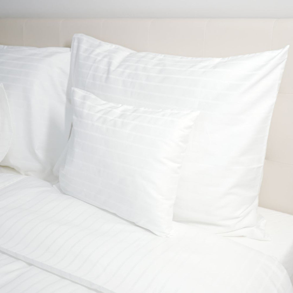 Hotel gestreifter Kissen- und Bettbezug - 80% BAUMWOLLE - 20% PE - Weiß - 155 gr/m2