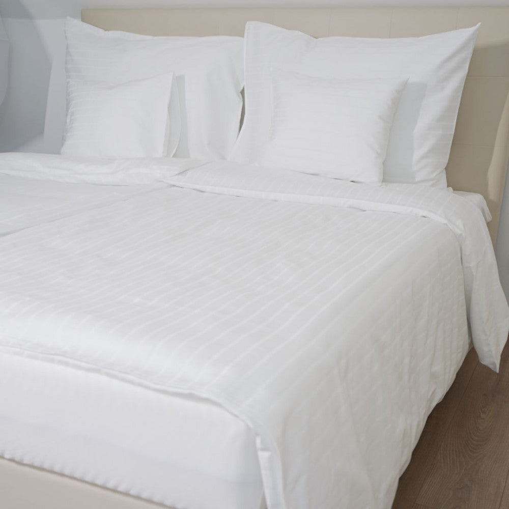 Hotel gestreifter Kissen- und Bettbezug - 80% BAUMWOLLE - 20% PE - Weiß - 155 gr/m2