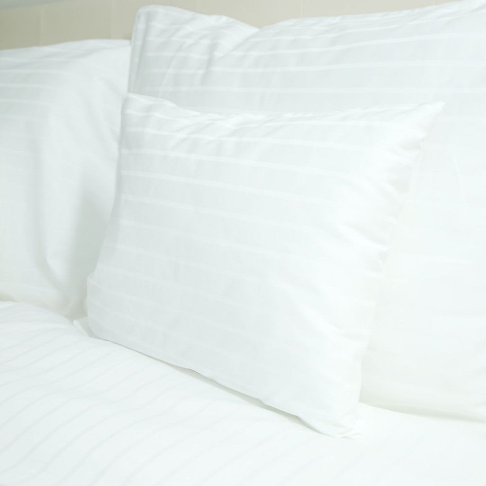 Hotel gestreifter Kissen- und Bettbezug - 80% BAUMWOLLE - 20% PE - Weiß - 155 gr/m2
