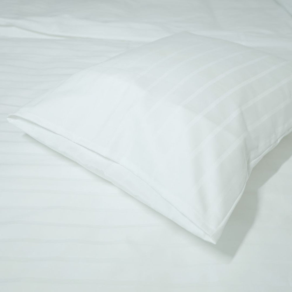 Hotel gestreifter Kissen- und Bettbezug - 80% BAUMWOLLE - 20% PE - Weiß - 155 gr/m2
