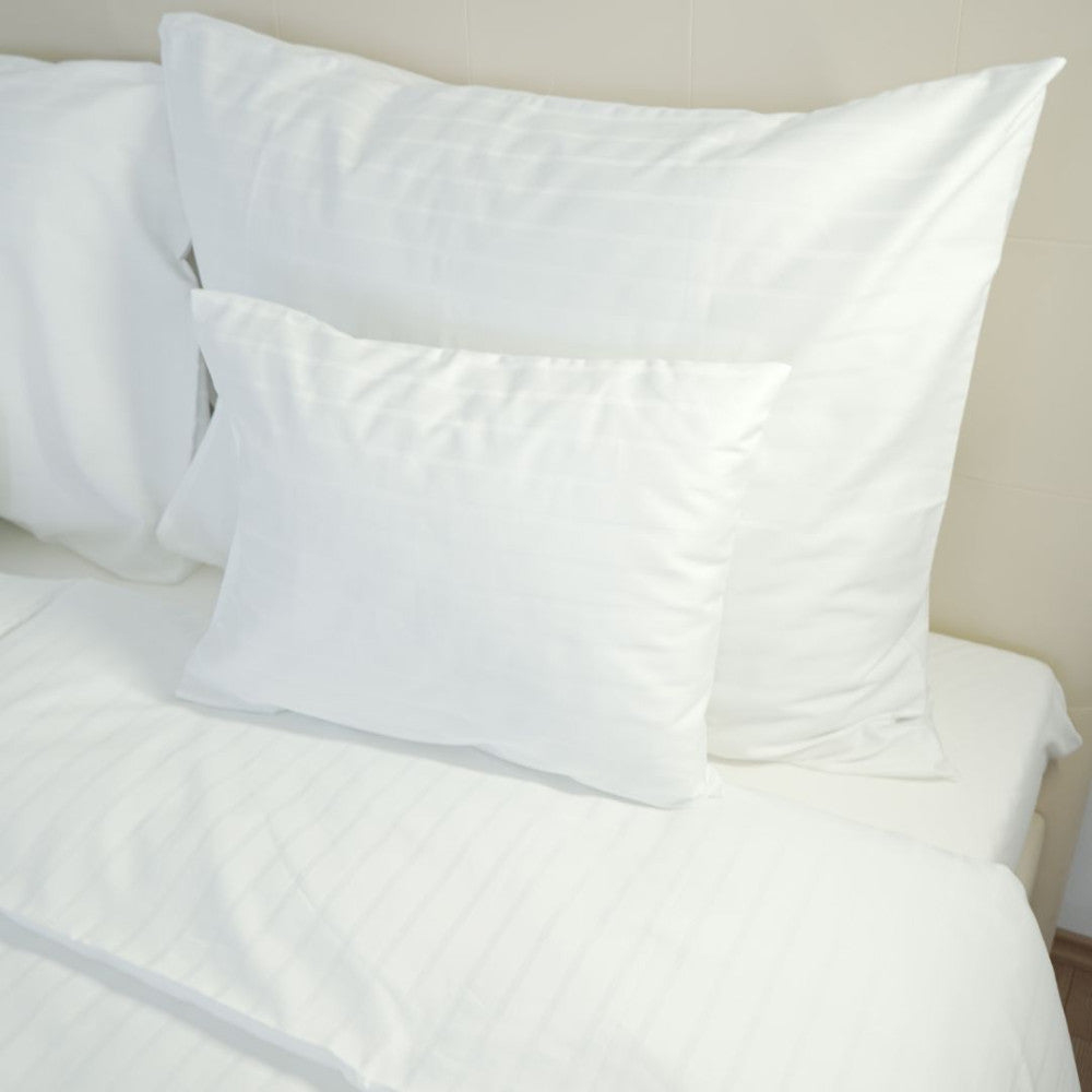 Hotel gestreifter Kissen- und Bettbezug - 80% BAUMWOLLE - 20% PE - Weiß - 155 gr/m2