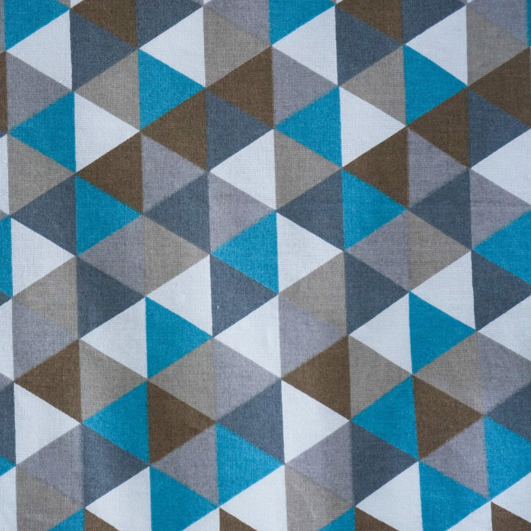 Pamut párnahuzat - Kék háromszög mintás