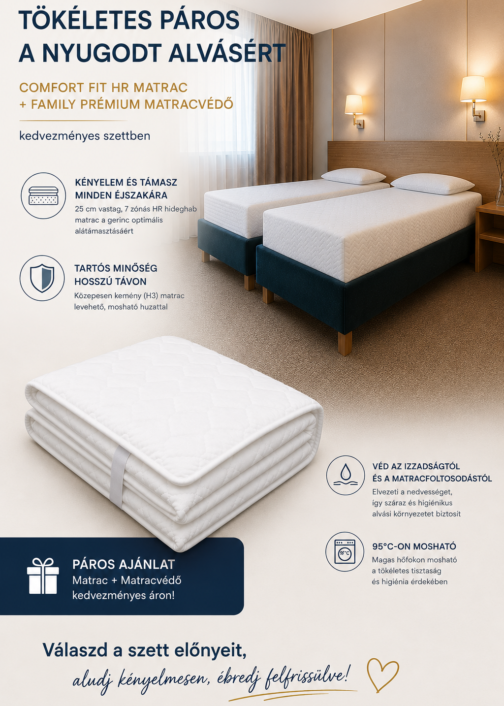 Comfort Fit HR matrac + Family prémium matracvédő