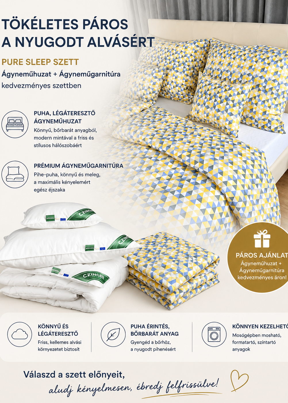 Pure Sleep szett - (ágynemű+huzat)