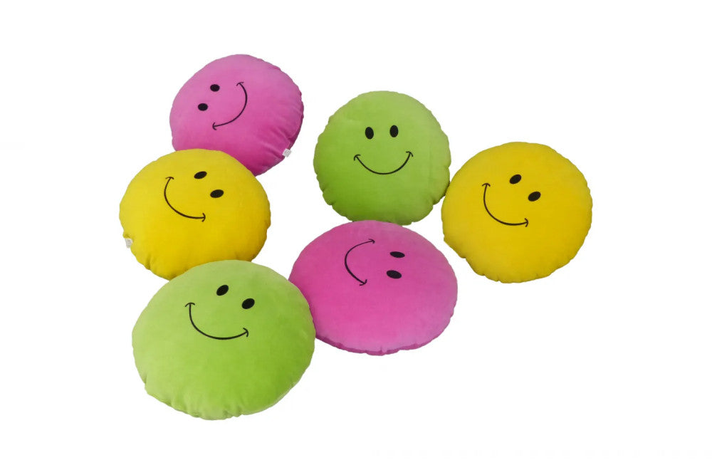 Plüsch-Smiley-Kissen - Gelb - GROSS