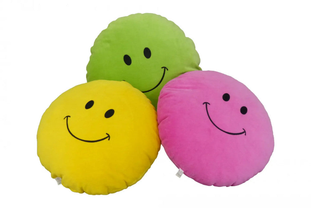 Plüsch-Smiley-Kissen - Rosa - GROSS