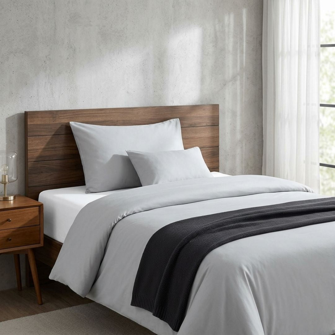Cotton sateen pillowcase - Light grey - TC 250
