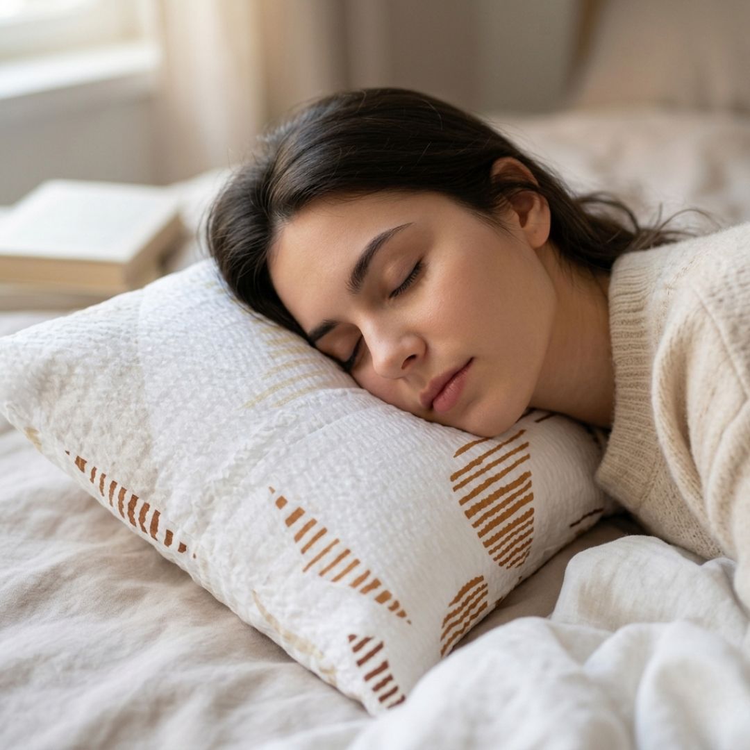 Krepp-Bettwäscheset 3-teilig - Orange/Burgund/Grau