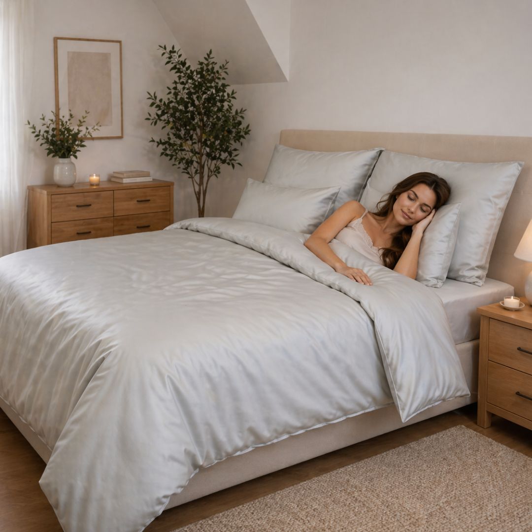 Silberne Satin-Bettwäsche – kühle Harmonie, zeitloser Stil