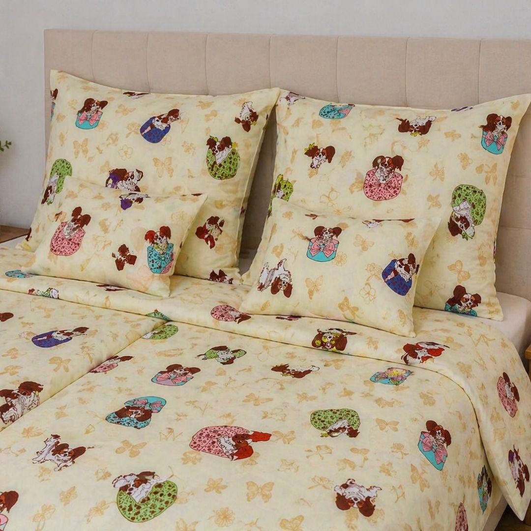 Puppy Chic pamut ágyneműhuzat – kedves kutyás mintával