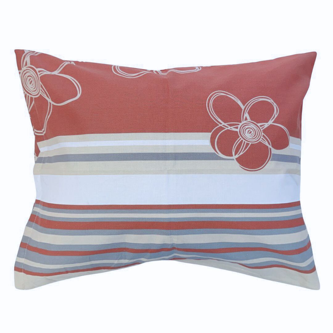 Pamut párnahuzat - Barna/Bézs virágos