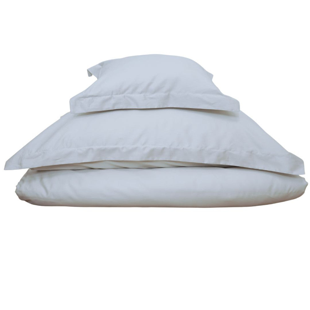 Doppeltes Baumwollsatin-Bettwäscheset mit englischem Rand - 5-teilig - Hellgrau - TC 250