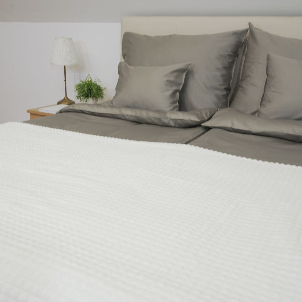 Stahlgraues Satin-Bettwäscheset - 3-teilig - TC 250