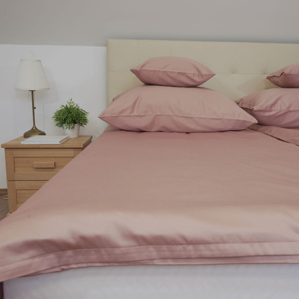 Sand plain satin bed linen set - TC 300