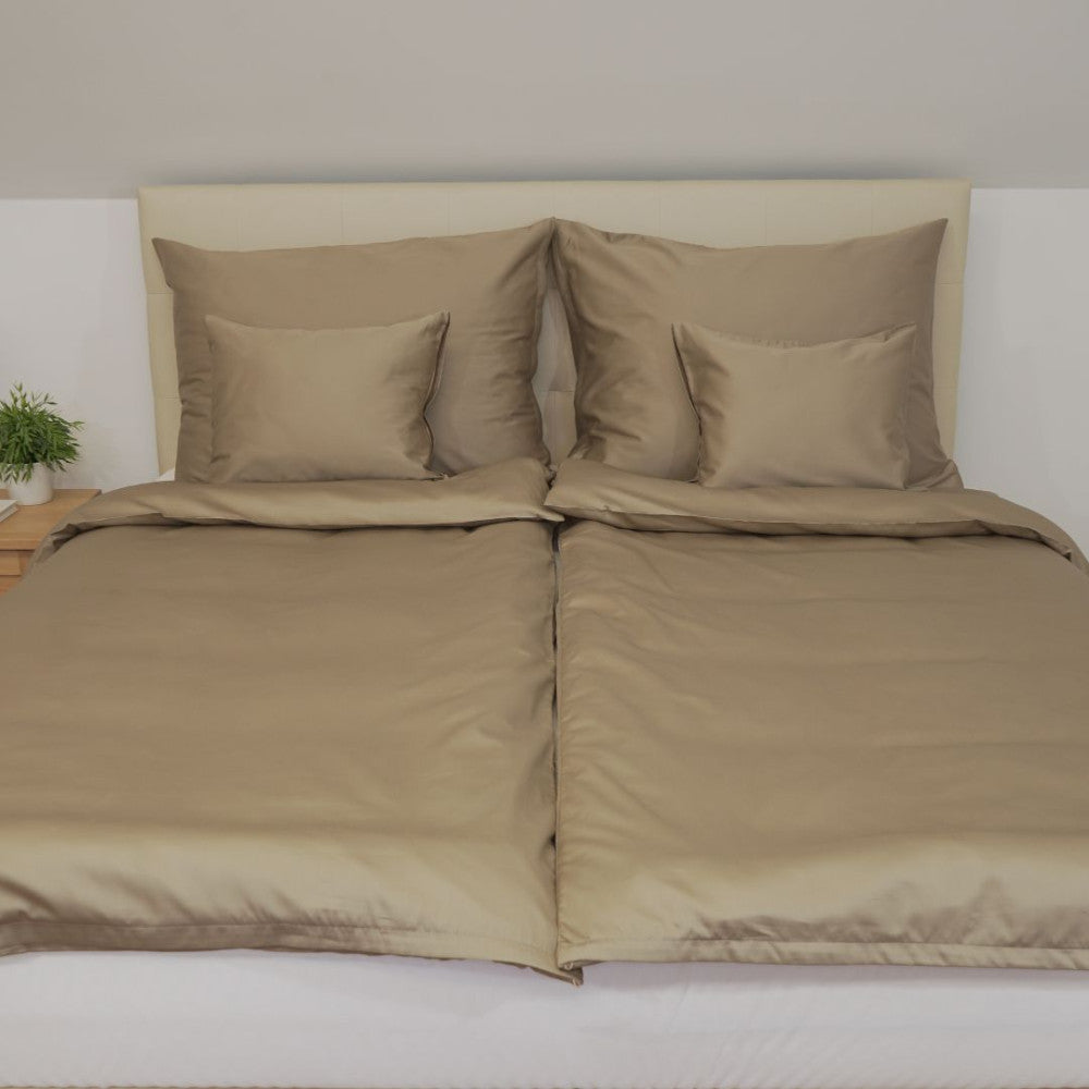 Haselnuss Satin Bettwäsche Set - 3-teilig - TC 250