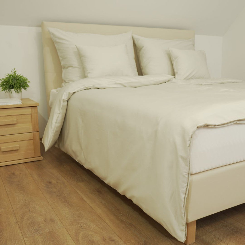 Light gold satin bed linen set - 3 pieces - TC 250