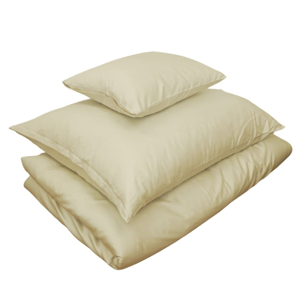 Light gold satin pillowcase and duvet cover - TC 250