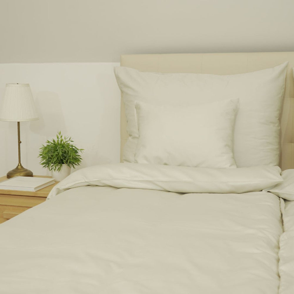 Light gold satin pillowcase and duvet cover - TC 250