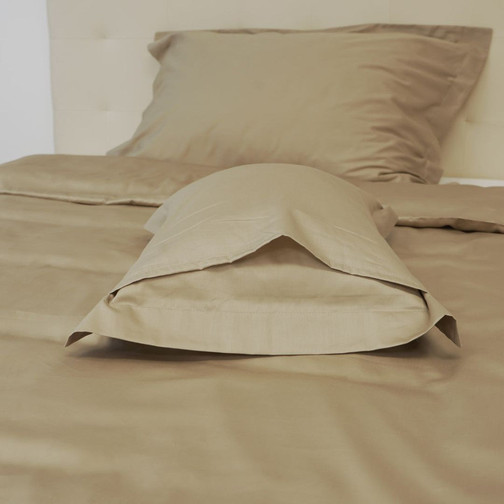Cotton sateen pillowcase with English edge - Hazelnut - TC 250