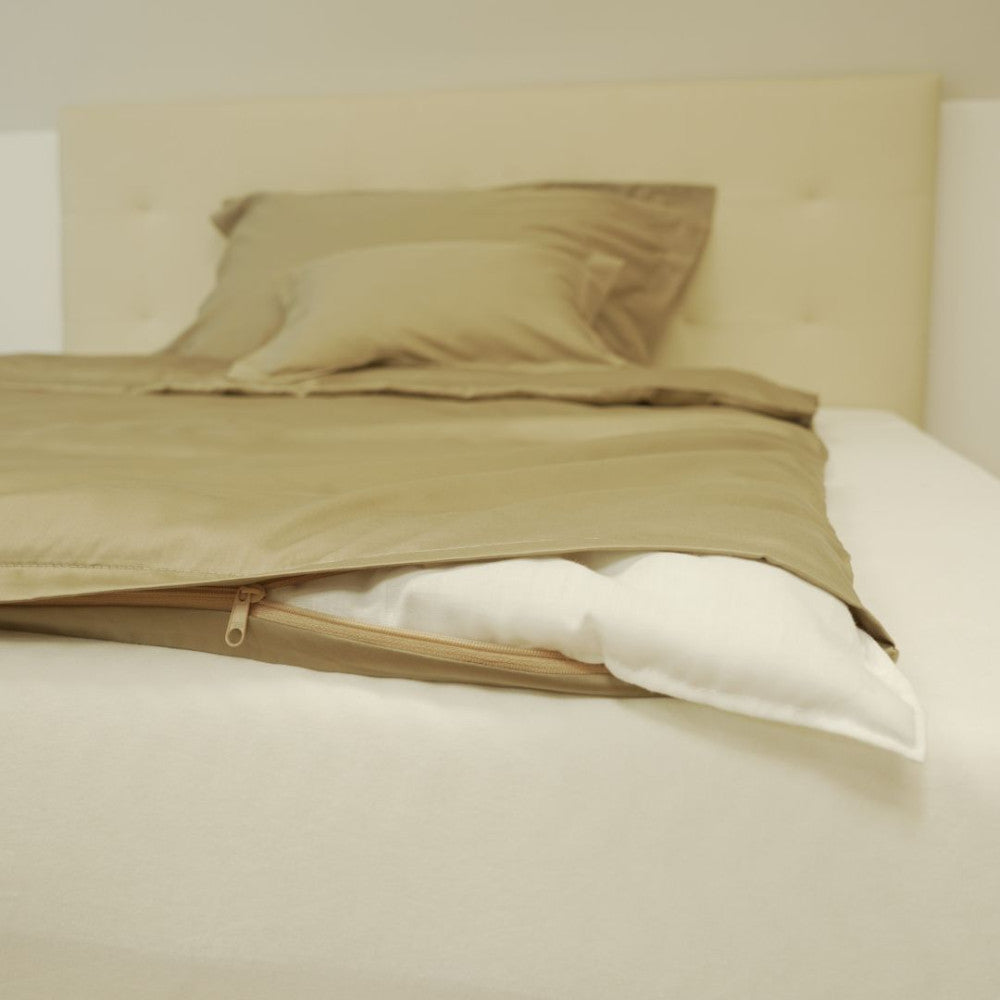 Cotton sateen pillowcase with English edge - Hazelnut - TC 250