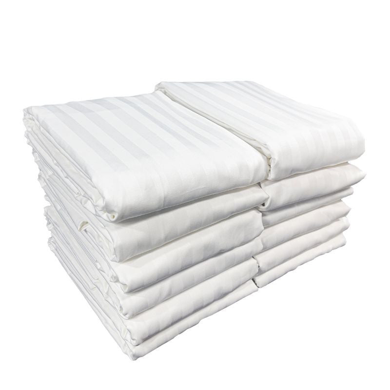 Hotel-Bettbezug mit Damaststreifen – 100 % Baumwolle – mit Reißverschluss – 130 g/m² – verpackt