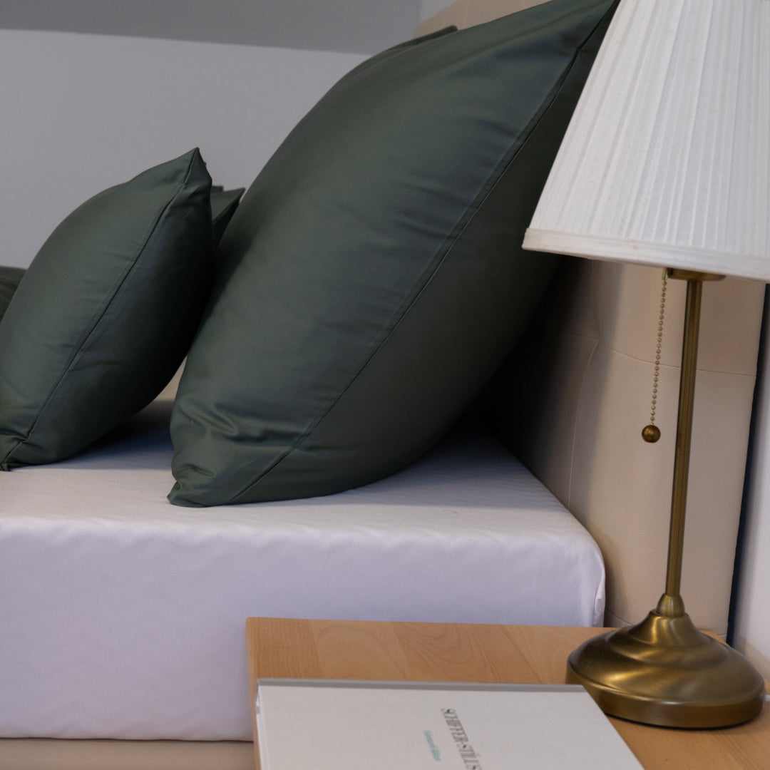 Olivgrünes Uni-Satin-Bettwäscheset - TC 300