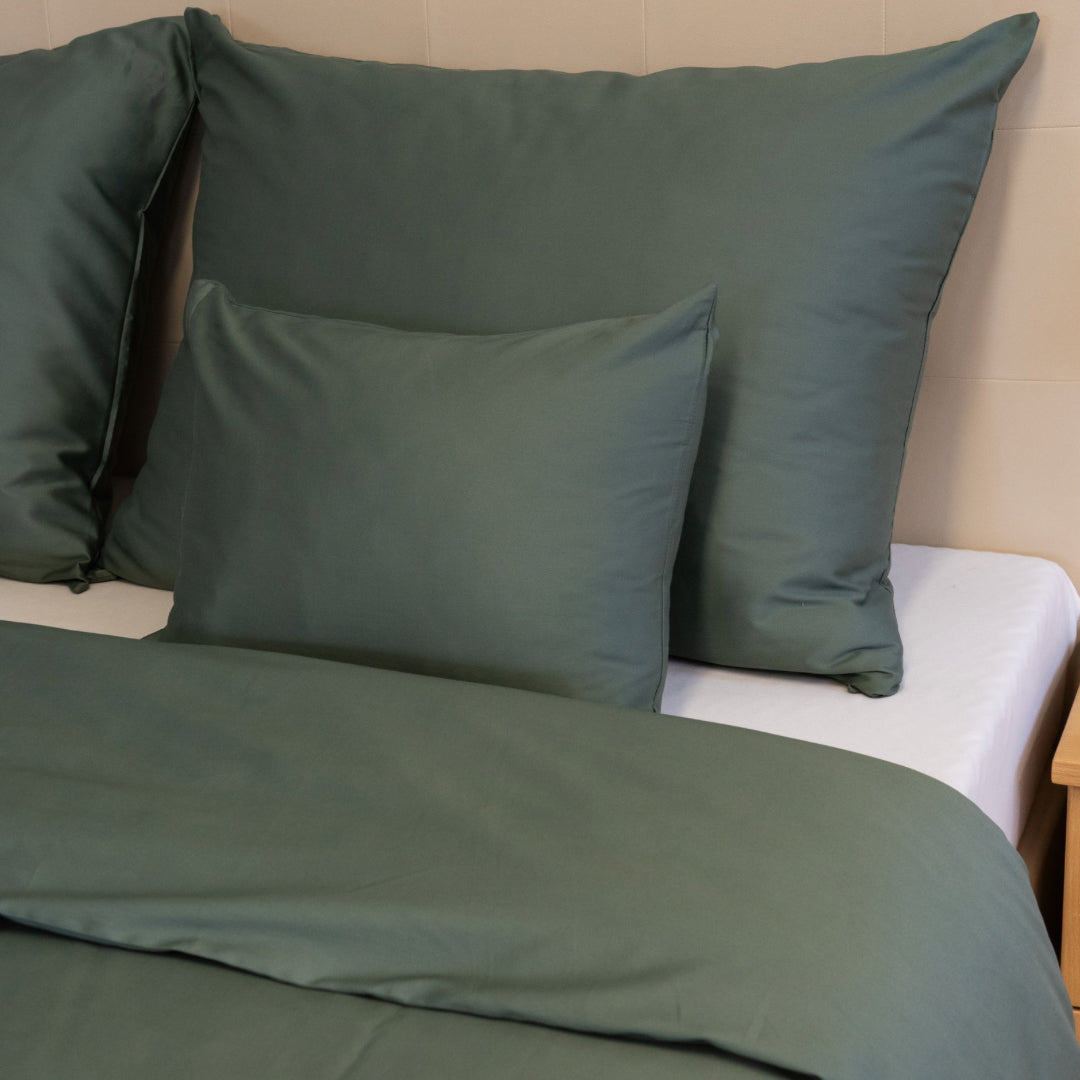 Olivgrünes Uni-Satin-Bettwäscheset - TC 300