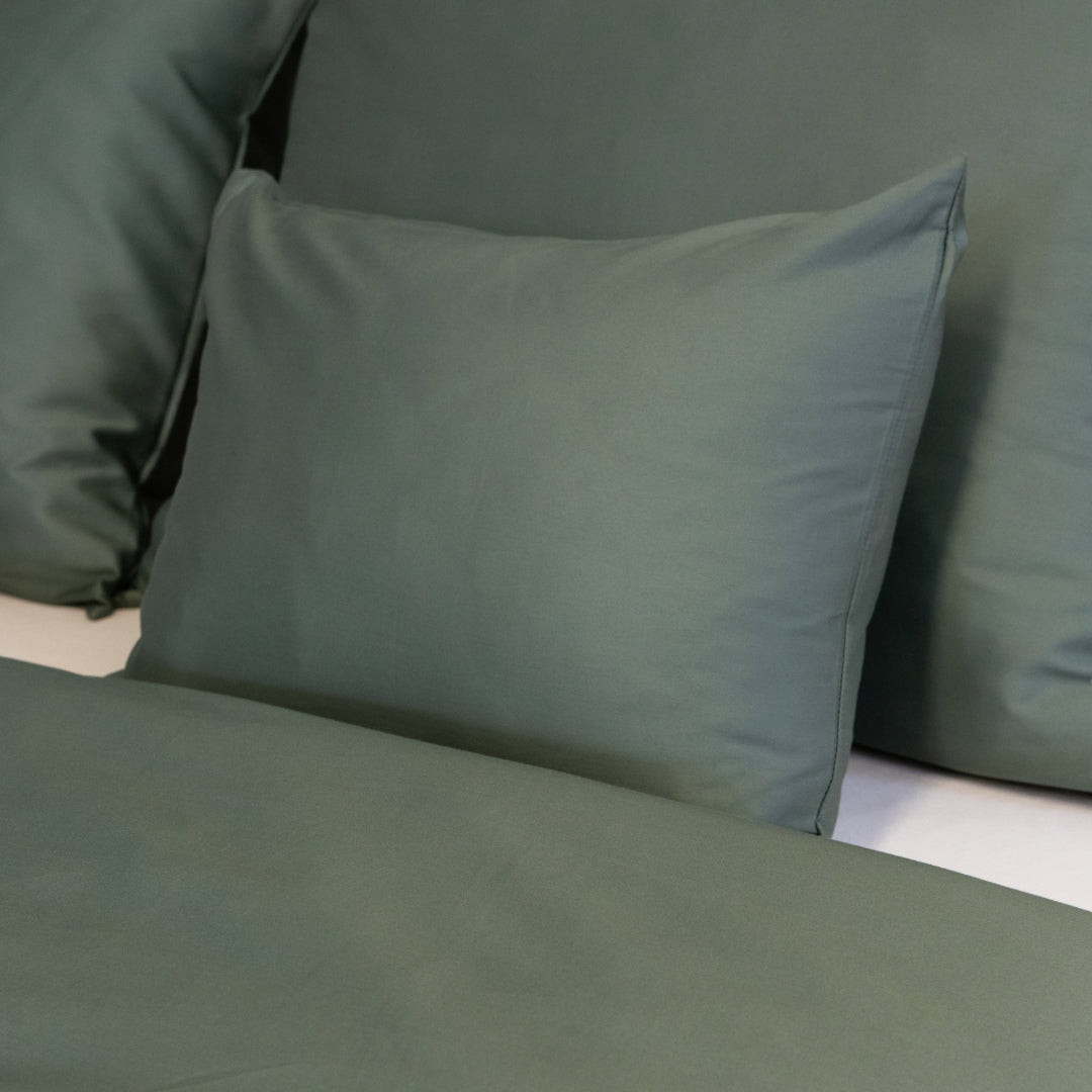 Olivgrünes Uni-Satin-Bettwäscheset - TC 300