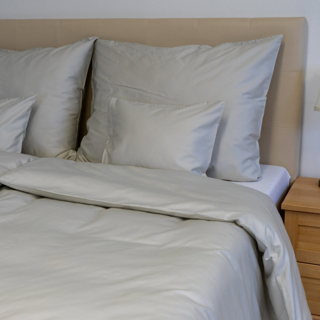 Beigefarbene Satin-Bettwäschegarnitur - TC 300