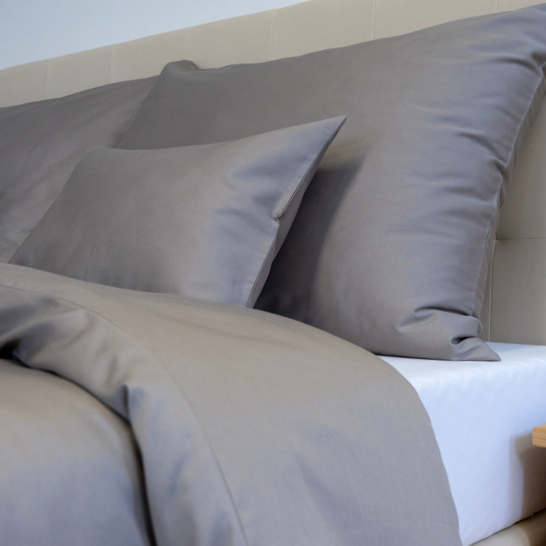 Sandfarbene Satin-Bettwäschegarnitur - TC 300