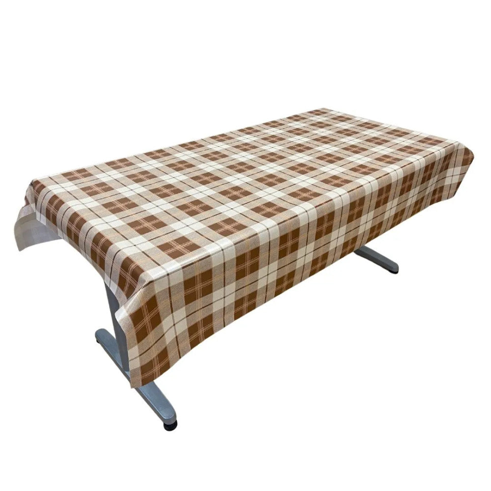 Oilcloth tablecloth - Premium quality! - Brown/beige checkered