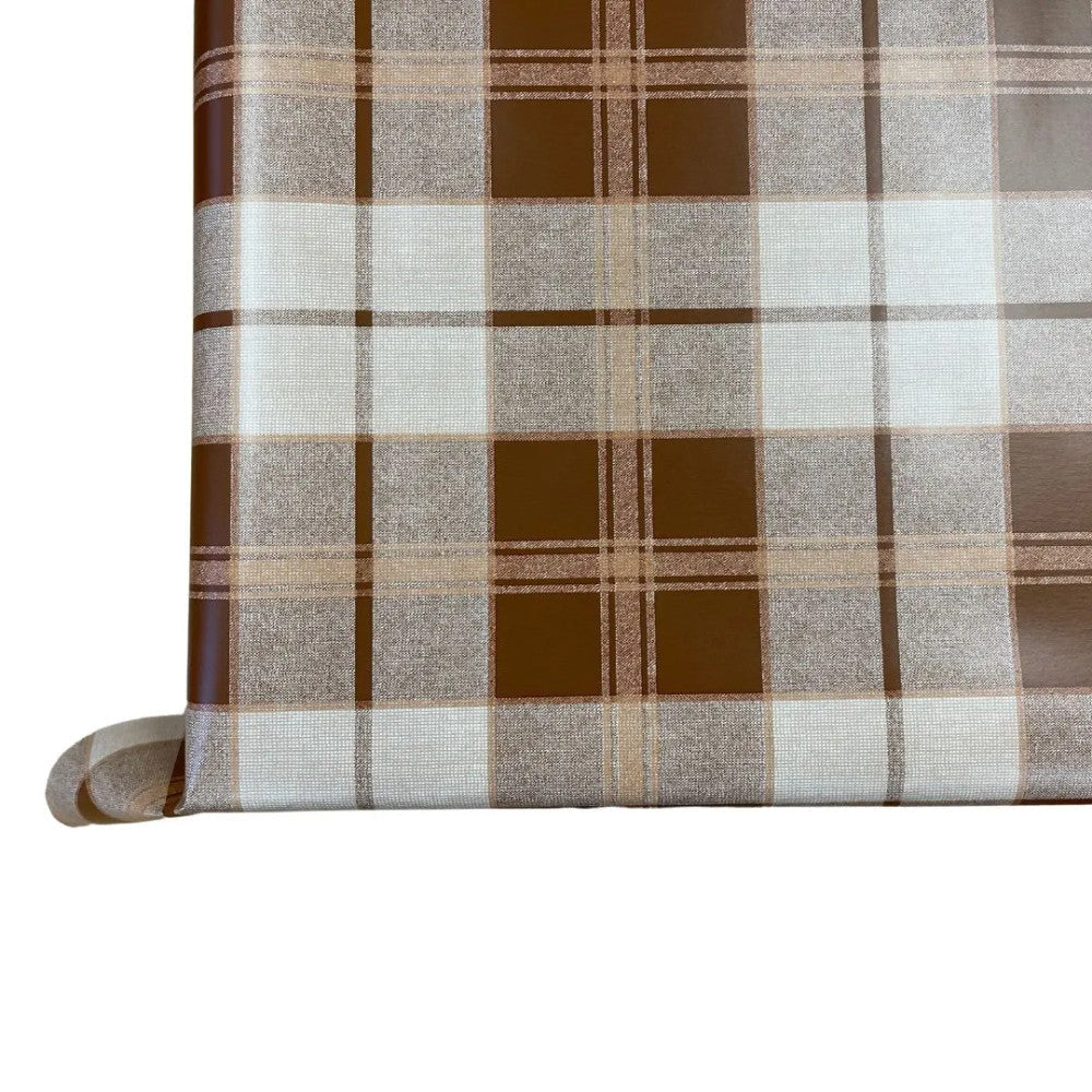 Oilcloth tablecloth - Premium quality! - Brown/beige checkered