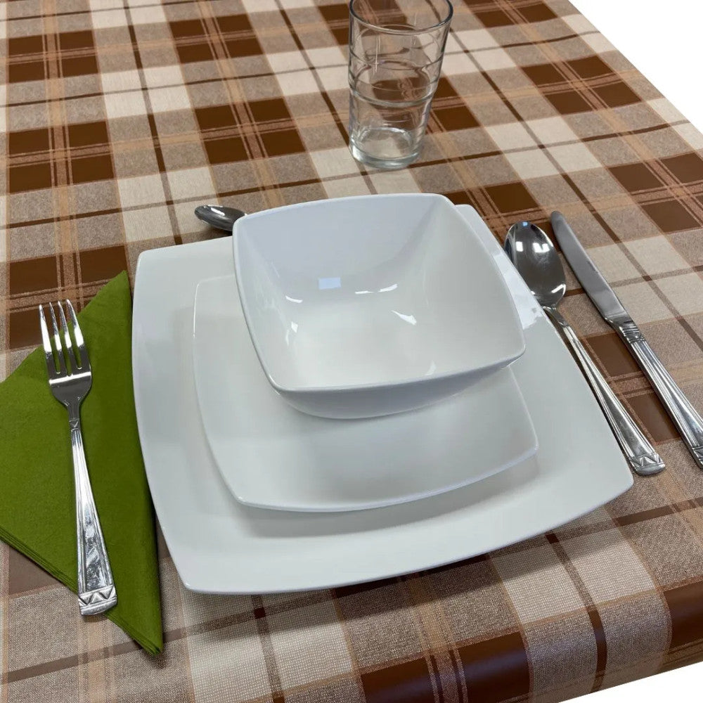 Wachstuch-Tischdecke - Premium Qualität! - Braun/Beige kariert