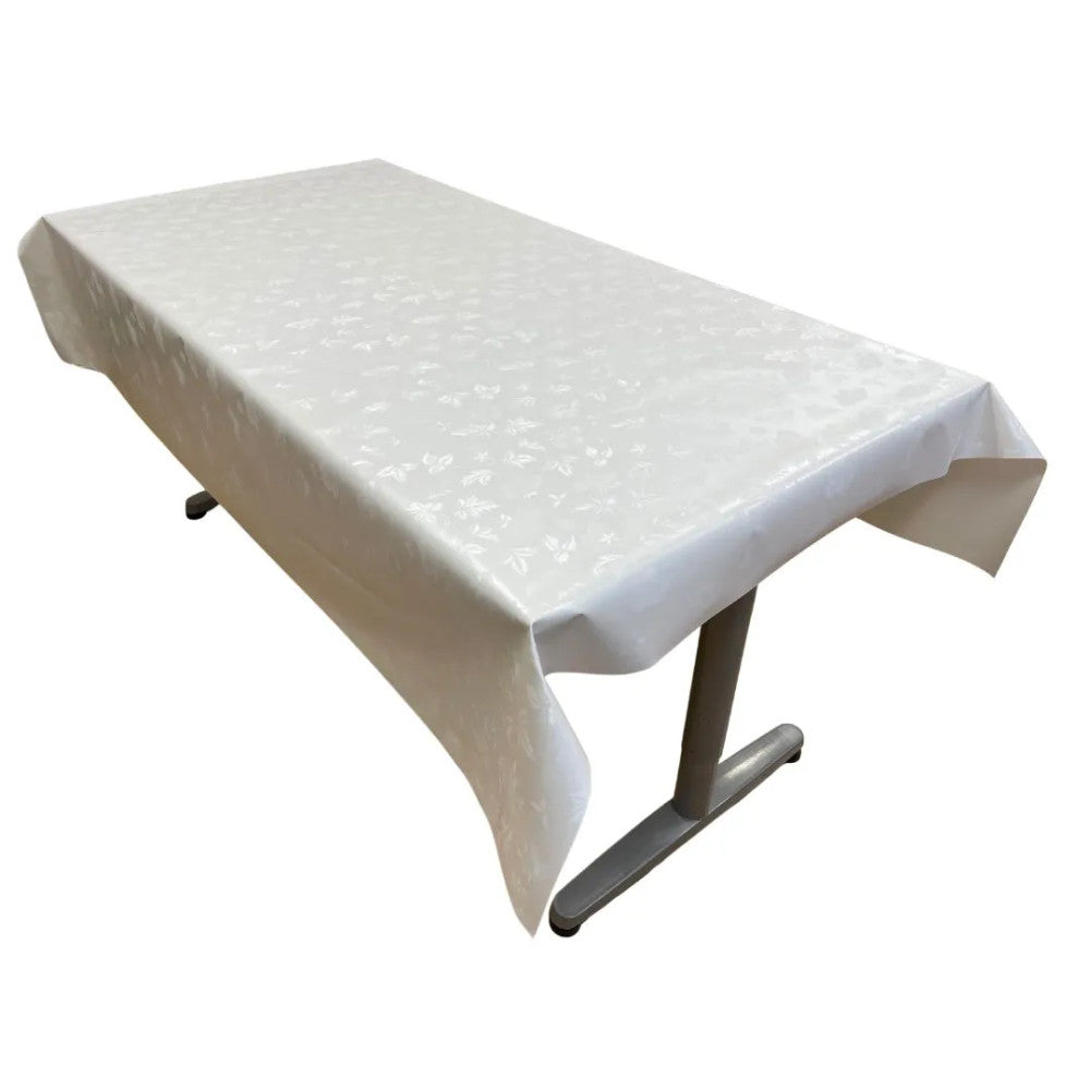 Oilcloth tablecloth - Premium quality! - Elegant white pattern 130x140 cm
