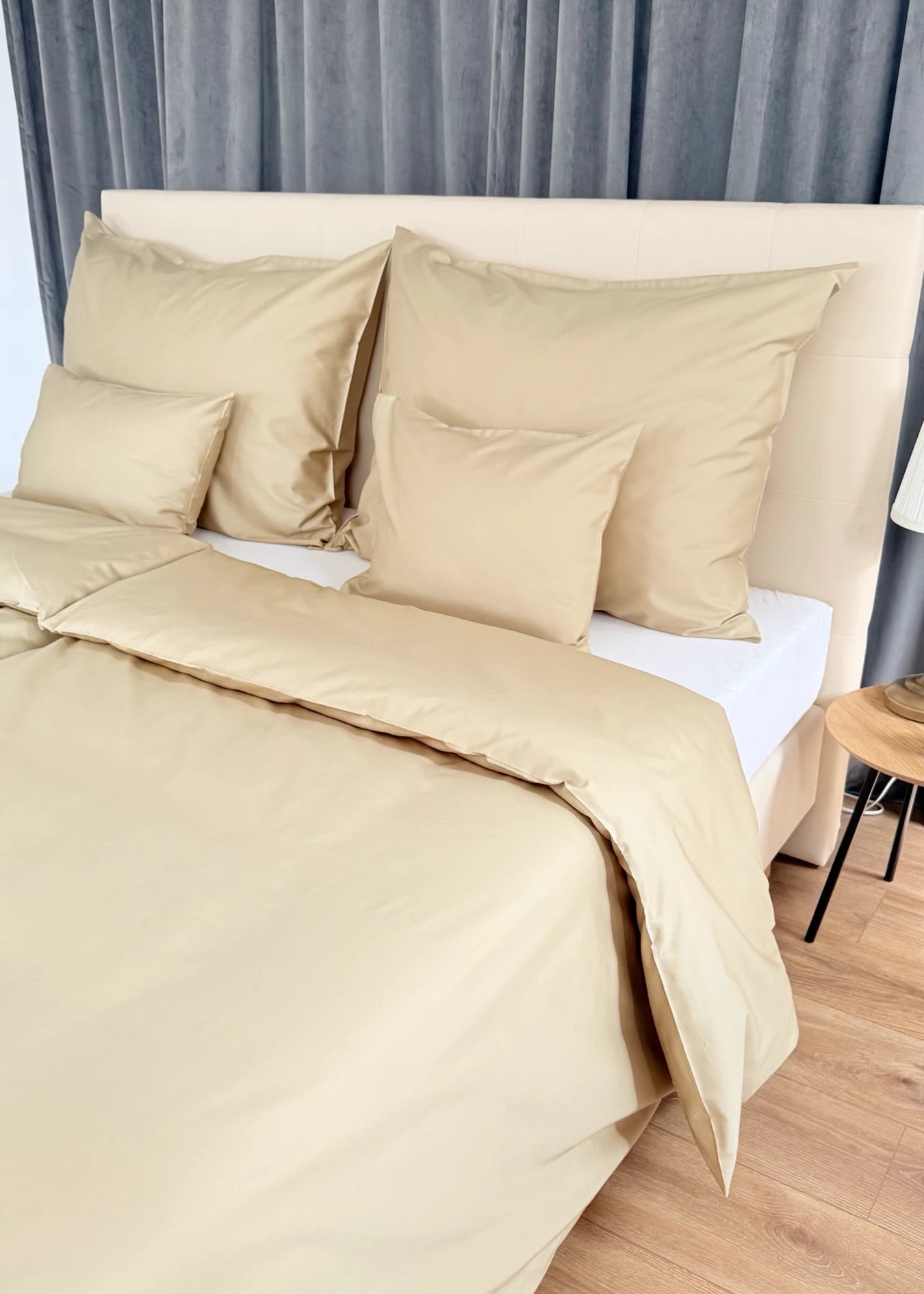 Mintfarbenes, einfarbiges Satin-Bettwäscheset – TC 300